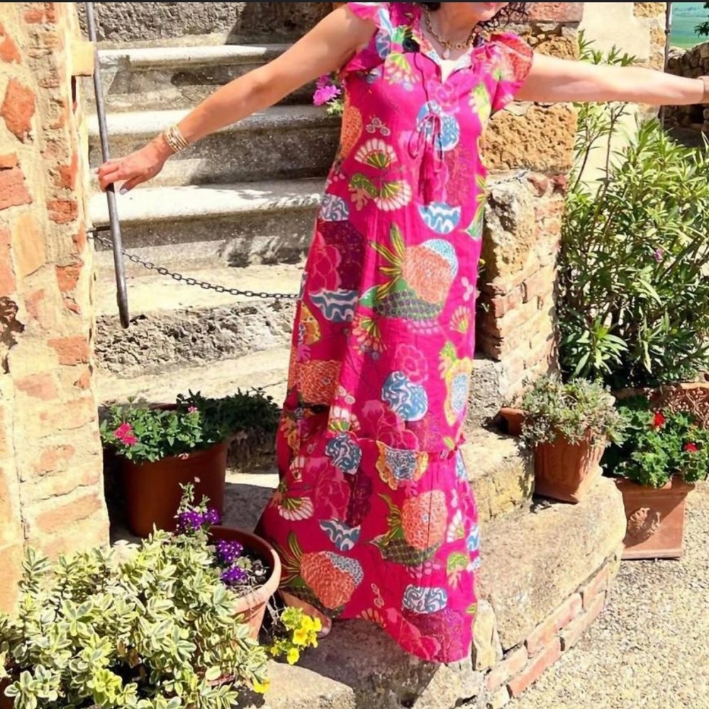 Fitzroy & Willa Women's Ella Maxi Dress With Ruffle In Pink Floral Size XS